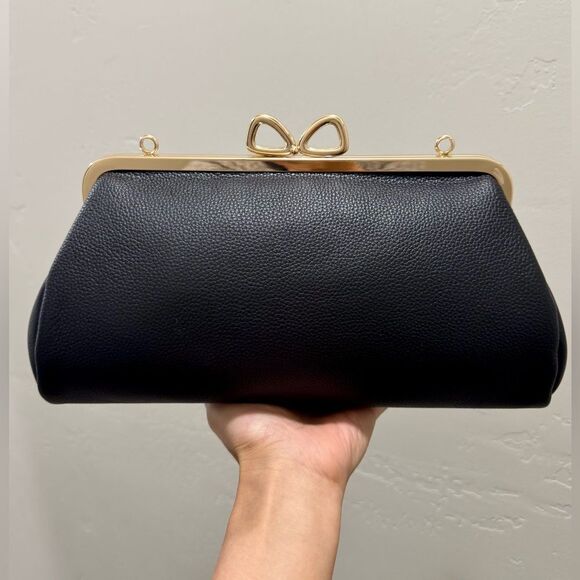 Premium Pebble Calfskin Handmade “Bow” Kisslock Baguette Bag & 3 Strap Styles - Picture 5 of 15